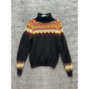 United Colors of Benetton Turtleneck Knit Noridic Heart‎ Sweater Black Size 36